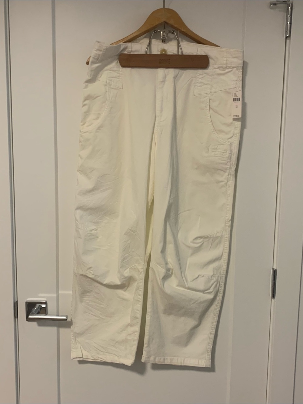 Anthropologie Cream Wide-Leg Trousers